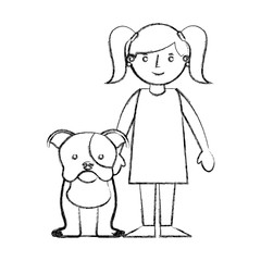 little girl with dog mascot avatar character