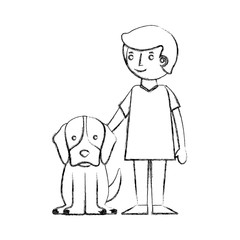 little boy with dog mascot avatar character
