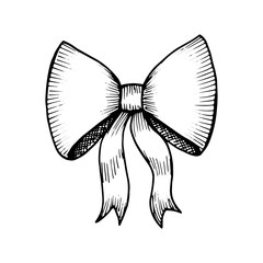 bow with ribbons vector. Isolated on white background