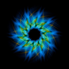 Abstract twirl background light effect isolated on black background