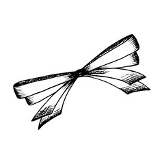thin bow with ribbons vector. isolated