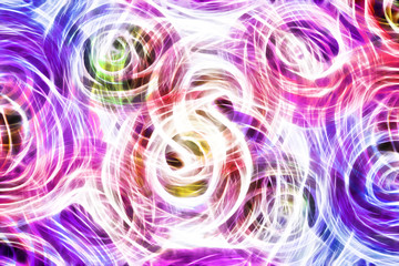 bright Colorful light streaks abstract background in blue, pink, purple colors in the shape of flowers