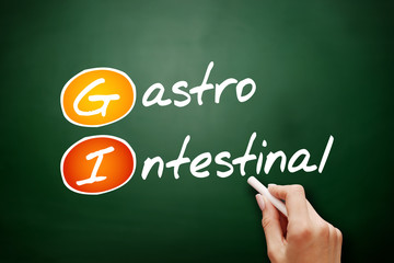 GI - Gastrointestinal acronym, concept on blackboard