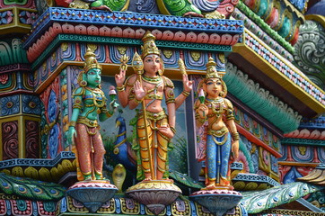 color temple Sri Mariamman thailand bangkok hinduism religion india sculpture gods