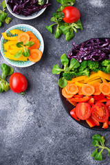 Fresh healthy vegetarian rainbow salad