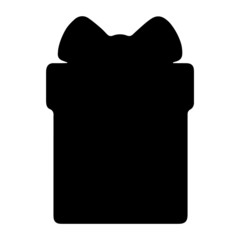 Christmas present black and white silhouette with a bow