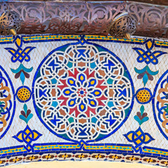 Mosaic around the gate to the royal palace in Fez Morocco