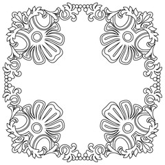Vintage border frame engraving with retro ornament pattern in antique baroque style decorative design. Vector