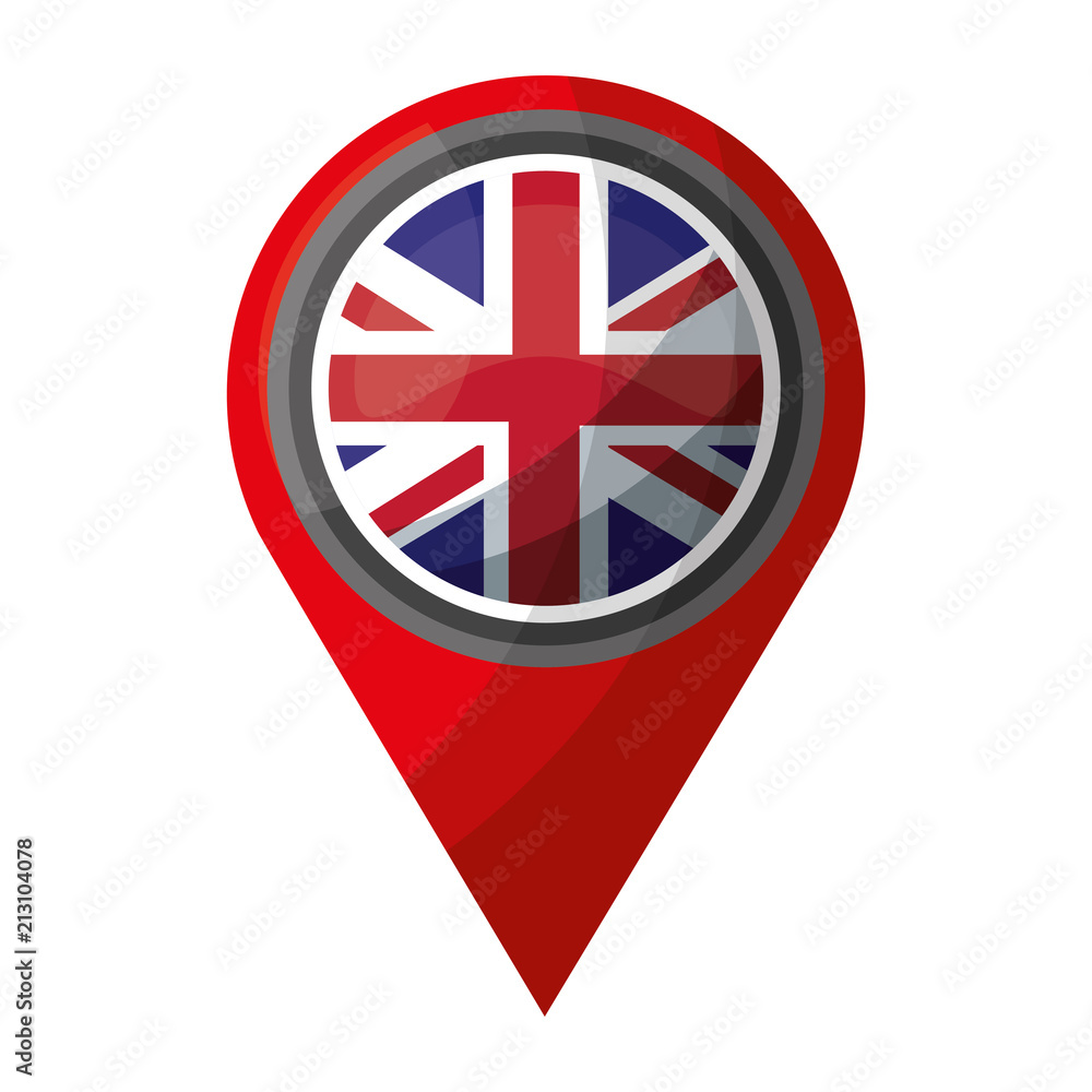 Poster united kingdom flag in pointer map location