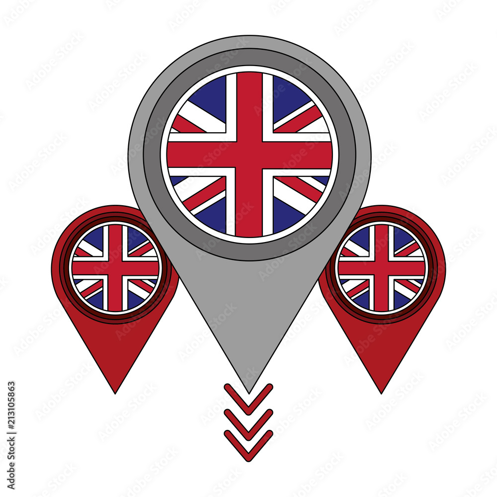 Poster united kingdom flag in pointers map location