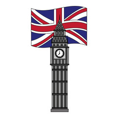 Fototapeta na wymiar london big ben british flag landmark symbol