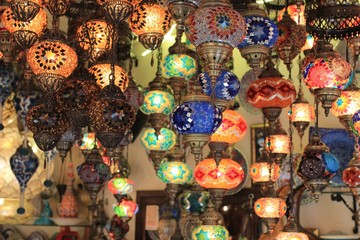 Multicolored  traditional lamps in Istanbul
