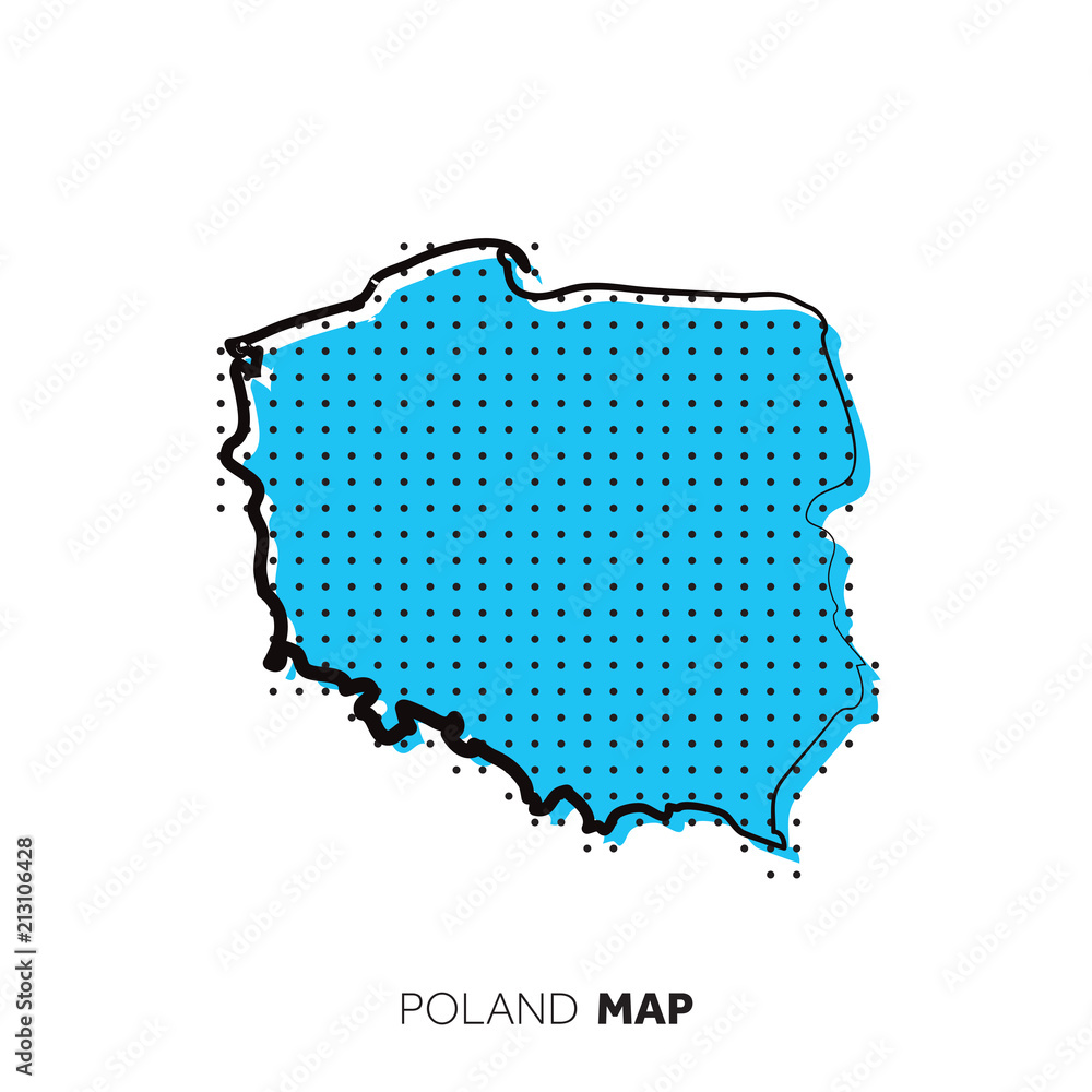 Poster poland vector country map. map outline with dots.
