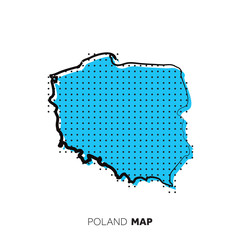 Poland vector country map. Map outline with dots.