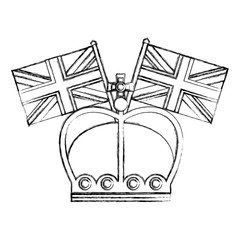 king crown with flags in pole of great britain