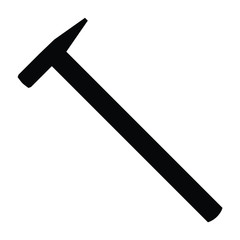 A black and white silhouette of a rock hammer