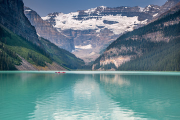 Rowing on Placid Turquoise Lake Louise, Banff National Park, Canada