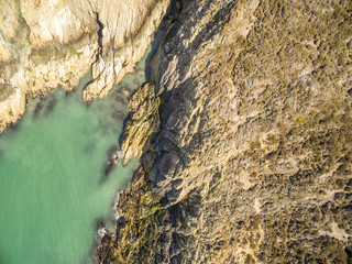 Aerial view of the beautiful coast at Amlwch, Wales - United Kingdom
