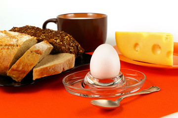 Egg, milk mug, egg and cheese