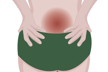 Small of back pain. Loins ache  vector illustration