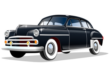 Obraz na płótnie Canvas Старый легковой ретро автомобиль на белом фоне, векторная иллюстрация