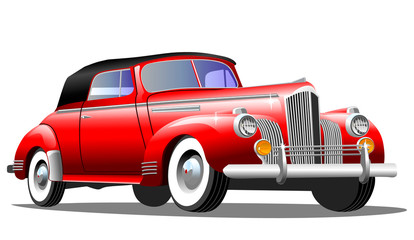 Fototapeta na wymiar Старый легковой ретро автомобиль на белом фоне, векторная иллюстрация