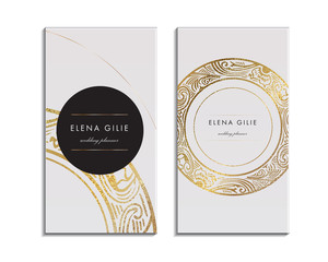 Elegant Template Luxury Business Card with Gold Dust & Place for Text. Particles Background. Vector illustration 