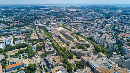 Fototapeta na wymiar Aerial top view of Montpellier city skyline from above, Southern France 