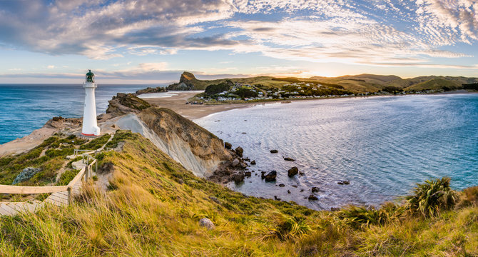 Colorful Sunset, North Island, New Zealand. Amazing Landscape Views Everywhere, This Is Land Of Wonders, Hobbits, Sea, Ocean.