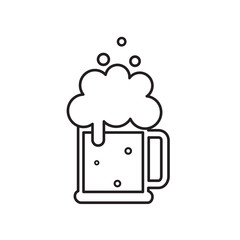 Beer mug with foam. Vector black beer icon. Symbol Template Logo. Isolated vector illustration.