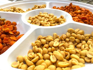 Peanuts and spicy nuts.