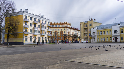 Fototapeta na wymiar Old buildings in the central part of Smolensk, Russia.