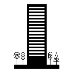 building structure with trees plants isolated icon