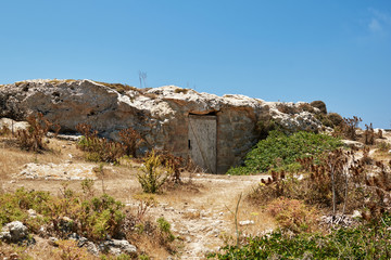 Door in the rock. Dingli. Malta