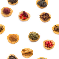 Spices and herbs isolated on white