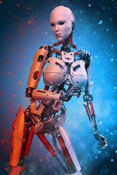robot girl on a hot and cold clould
