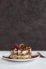 Homemade Tiramisu -  coffee-flavoured Italian dessert.