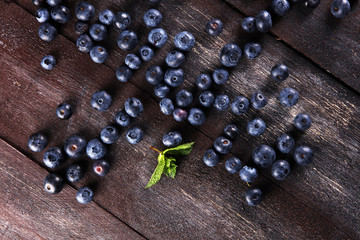 Blueberries  on a rustic table, Healthy eating and nutrition concept.
