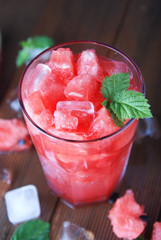 Summer Glass drink watermelon Cocktail Juice Minl Leaves Isolated