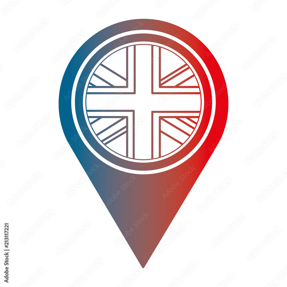 Poster united kingdom flag in pointer map location