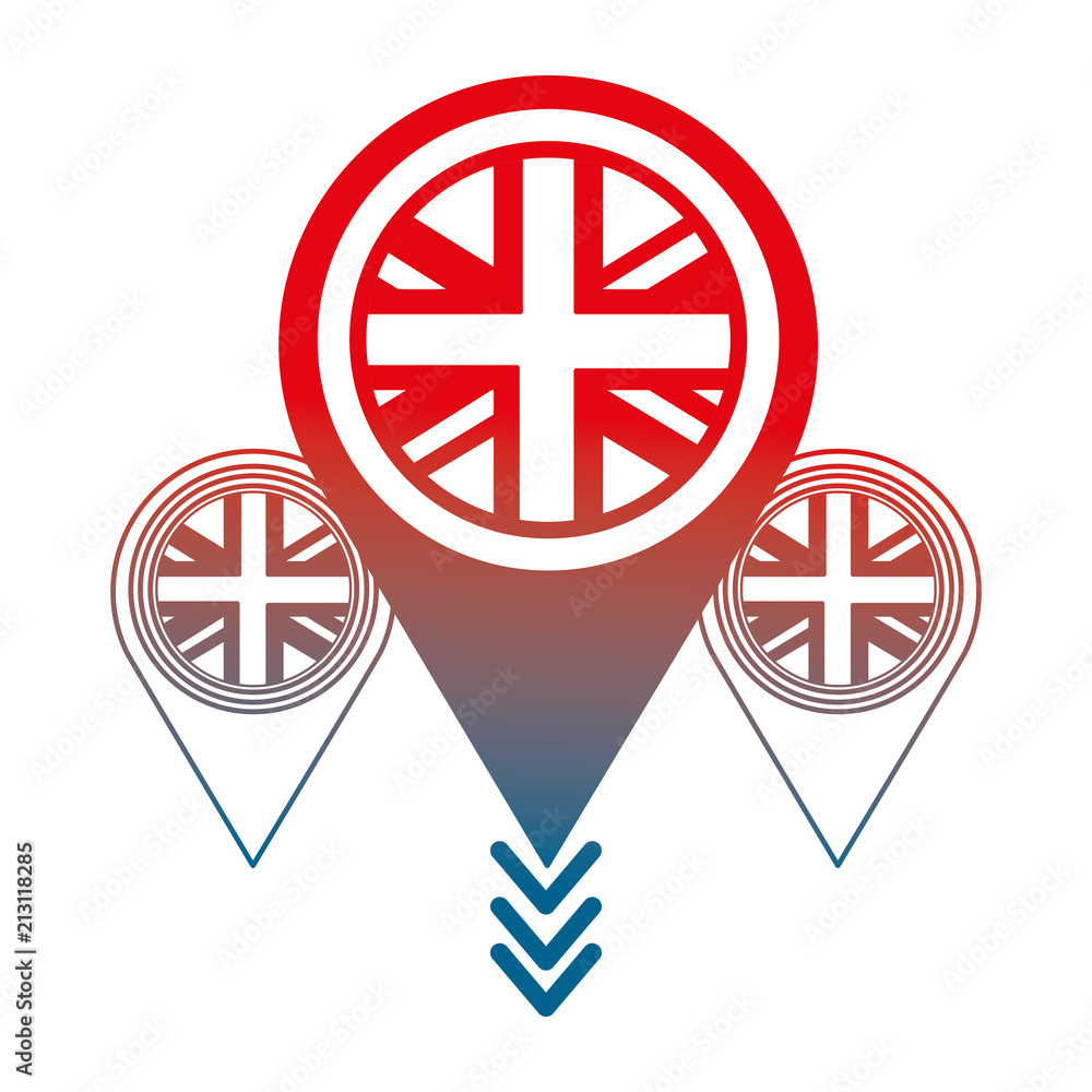 Poster united kingdom flag in pointers map location