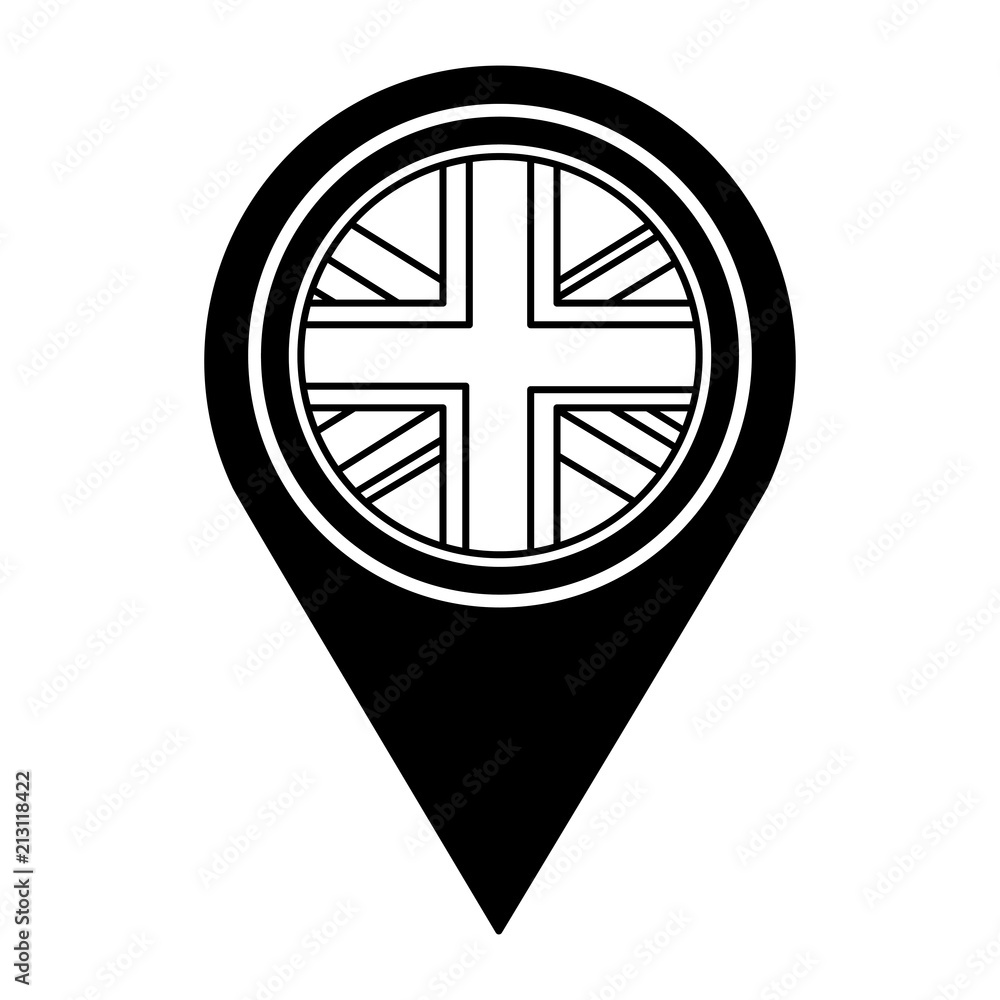 Poster united kingdom flag in pointer map location
