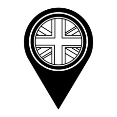 united kingdom flag in pointer map location