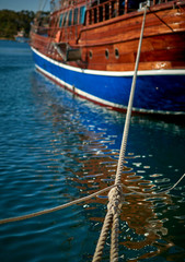 Vintage ship stands moored in Marsamxett Harbour Malta