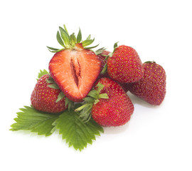 Fresh strawberries on white