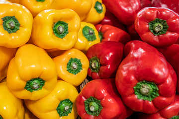 Bright Yellow and Red Bell Pepper close up