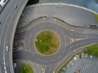 aerial view on street. cars on road from above. top view on highway 