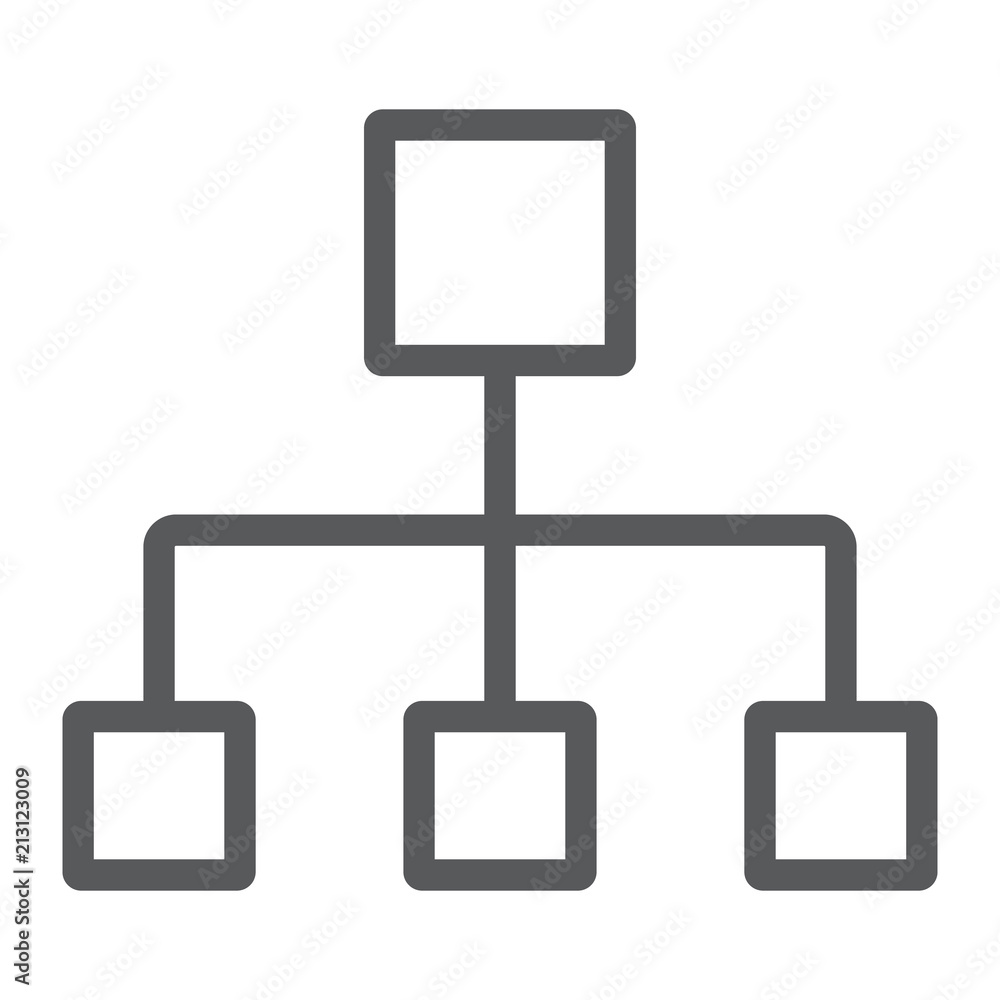 Poster flow chart line icon, data and analytics, diagram sign, vector graphics, a linear pattern on a white