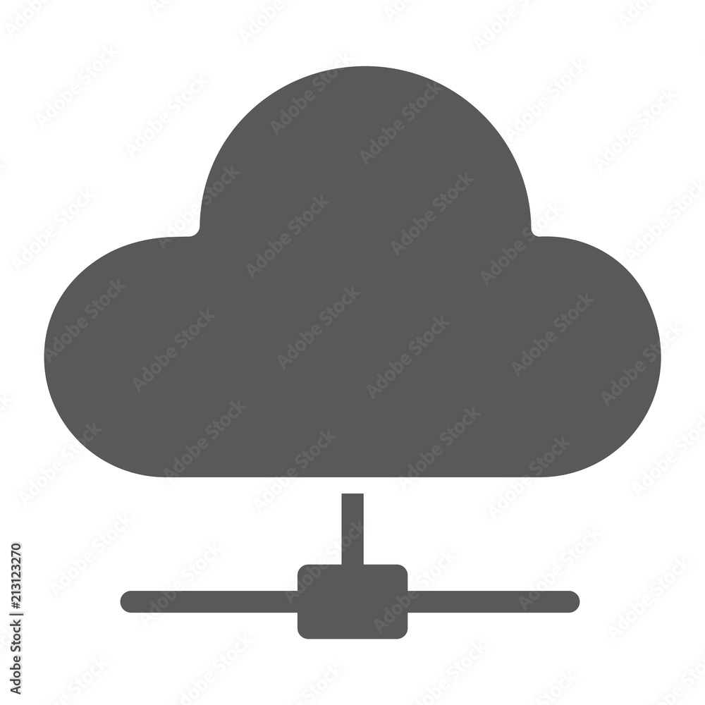 Poster cloud computing glyph icon, data and analytics, network sign, vector graphics, a solid pattern on a 