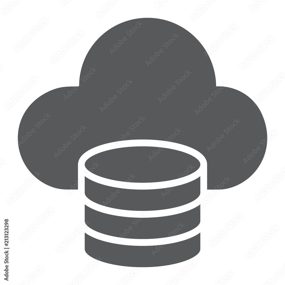 Aufkleber cloud computing glyph icon, data and analytics, network sign, vector graphics, a solid pattern on a 